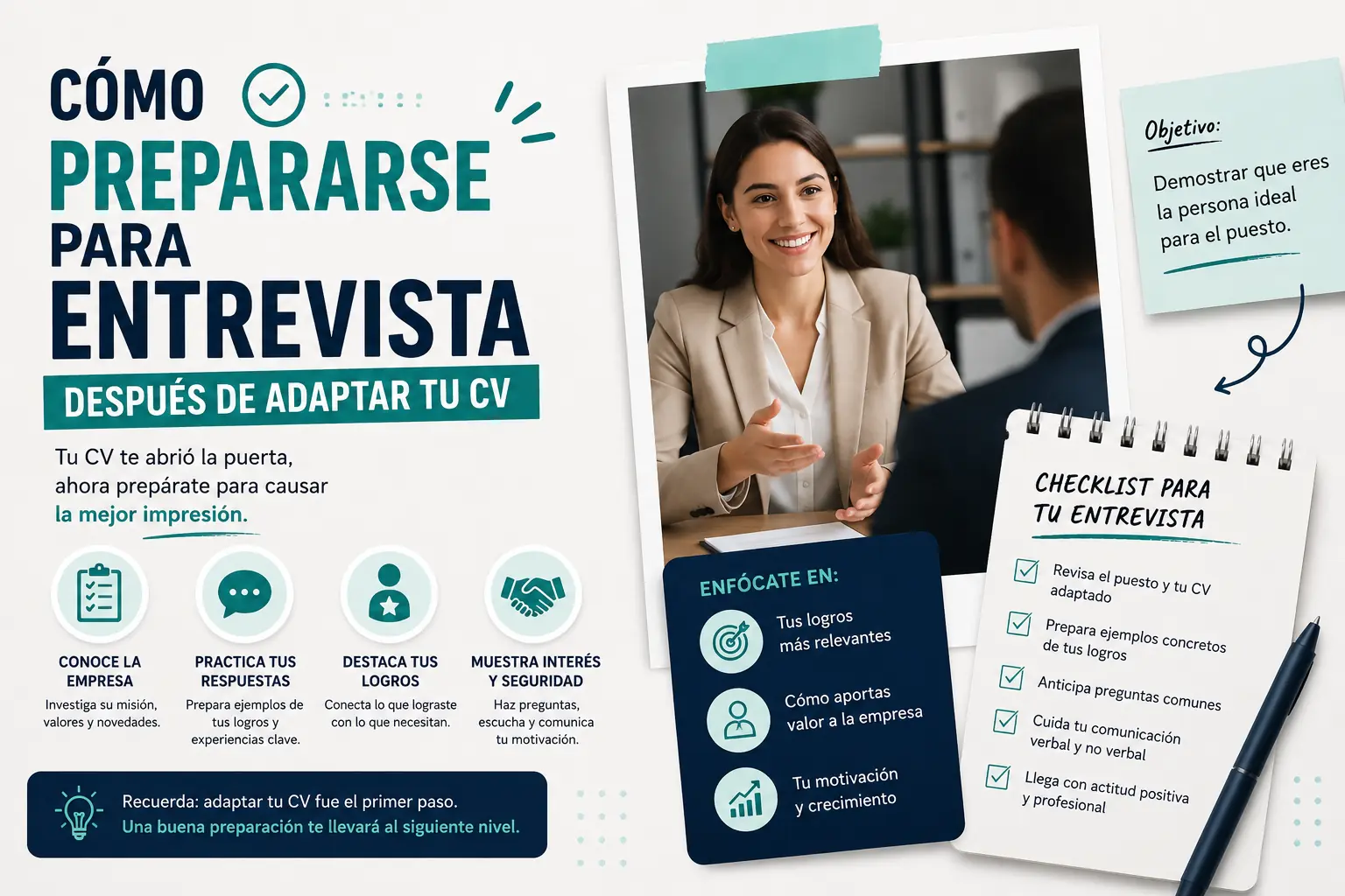 Cómo prepararse para una entrevista de trabajo tras adaptar tu currículum